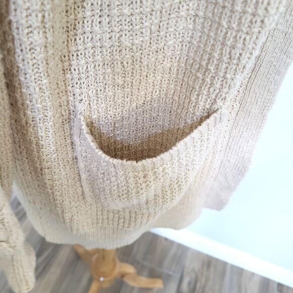 FOR THEE Cardigan Sweater Womens XS Cable Knit Open Front Pockets Oversized - Picture 6 of 9